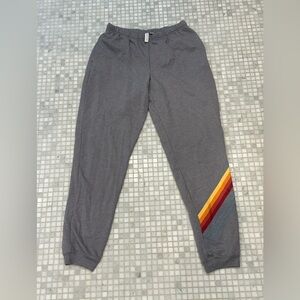 Joyspun Gray Joggers with Colorful Red Yellow Stripe - Size Small